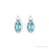 Sapphire Row Natural Gemstone Accented Bezel Earrings - Blue Zircon, Platinum, 5 x 3 mm (view 2)