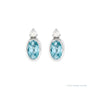 Sapphire Row Natural Gemstone Accented Bezel Earrings - Blue Zircon, Platinum, 5 x 3 mm (view 2)