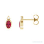 Sapphire Row Natural Gemstone Accented Bezel Earrings - Ruby, 14K Yellow Gold, 5 x 3 mm