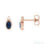 Sapphire Row Natural Gemstone Accented Bezel Earrings - Blue Sapphire, 14K Rose Gold, 5 x 3 mm
