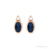 Sapphire Row Natural Gemstone Accented Bezel Earrings - Blue Sapphire, 14K Rose Gold, 5 x 3 mm (view 2)