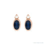 Sapphire Row Natural Gemstone Accented Bezel Earrings - Blue Sapphire, 14K Rose Gold, 5 x 3 mm (view 2)