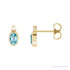 Sapphire Row Natural Gemstone Accented Bezel Earrings - Blue Zircon, 14K Yellow Gold, 5 x 3 mm