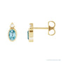 Sapphire Row Natural Gemstone Accented Bezel Earrings - Blue Zircon, 14K Yellow Gold, 5 x 3 mm