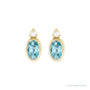 Sapphire Row Natural Gemstone Accented Bezel Earrings - Blue Zircon, 14K Yellow Gold, 5 x 3 mm (view 2)