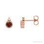 Sapphire Row Natural Gemstone Accented Bezel Earrings - Mozambique Garnet, 14K Rose Gold, 4 mm
