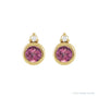 Sapphire Row Natural Gemstone Accented Bezel Earrings - Pink Tourmaline, 14K Yellow Gold, 4 mm (view 2)