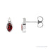 Sapphire Row Natural Gemstone Accented Bezel Earrings - Mozambique Garnet, 14K White Gold, 5 x 3 mm