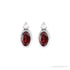 Sapphire Row Natural Gemstone Accented Bezel Earrings - Mozambique Garnet, 14K White Gold, 5 x 3 mm (view 2)