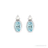 Sapphire Row Natural Gemstone Accented Bezel Earrings - Aquamarine, 14K White Gold, 5 x 3 mm (view 2)