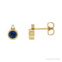 Sapphire Row Natural Gemstone Accented Bezel Earrings - Blue Sapphire, 14K Yellow Gold, 4 mm