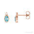 Sapphire Row Natural Gemstone Accented Bezel Earrings - Blue Zircon, 14K Rose Gold, 5 x 3 mm
