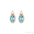 Sapphire Row Natural Gemstone Accented Bezel Earrings - Blue Zircon, 14K Rose Gold, 5 x 3 mm (view 2)