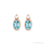 Sapphire Row Natural Gemstone Accented Bezel Earrings - Blue Zircon, 14K Rose Gold, 5 x 3 mm (view 2)
