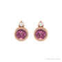 Sapphire Row Natural Gemstone Accented Bezel Earrings - Pink Tourmaline, 14K Rose Gold, 4 mm (view 2)