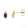 Sapphire Row Natural Gemstone Accented Bezel Earrings - Amethyst, 14K Yellow Gold, 5 x 3 mm