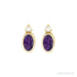 Sapphire Row Natural Gemstone Accented Bezel Earrings - Amethyst, 14K Yellow Gold, 5 x 3 mm (view 2)