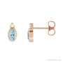 Sapphire Row Natural Gemstone Accented Bezel Earrings - Aquamarine, 14K Rose Gold, 5 x 3 mm