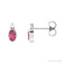 Sapphire Row Natural Gemstone Accented Bezel Earrings - Pink Tourmaline, Platinum, 5 x 3 mm