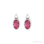 Sapphire Row Natural Gemstone Accented Bezel Earrings - Pink Tourmaline, Platinum, 5 x 3 mm (view 2)