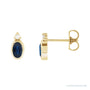 Sapphire Row Natural Gemstone Accented Bezel Earrings - Blue Sapphire, 14K Yellow Gold, 5 x 3 mm