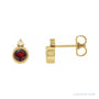 Sapphire Row Natural Gemstone Accented Bezel Earrings - Mozambique Garnet, 14K Yellow Gold, 4 mm