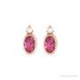Sapphire Row Natural Gemstone Accented Bezel Earrings - Pink Tourmaline, 14K Rose Gold, 5 x 3 mm (view 2)