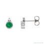 Sapphire Row Natural Gemstone Accented Bezel Earrings - Emerald, Platinum, 4 mm