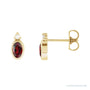 Sapphire Row Natural Gemstone Accented Bezel Earrings - Mozambique Garnet, 14K Yellow Gold, 5 x 3 mm