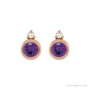 Sapphire Row Natural Gemstone Accented Bezel Earrings - Amethyst, 14K Rose Gold, 4 mm (view 2)