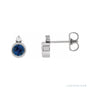 Sapphire Row Natural Gemstone Accented Bezel Earrings - Blue Sapphire, Platinum, 4 mm