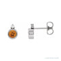 Sapphire Row Natural Gemstone Accented Bezel Earrings - Citrine, 14K White Gold, 4 mm