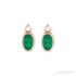 Sapphire Row Lab-Grown Gemstone Accented Bezel Earrings - Emerald, 14K Rose Gold, 5 x 3 mm (view 2)