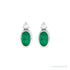 Sapphire Row Lab-Grown Gemstone Accented Bezel Earrings - Emerald, Platinum, 5 x 3 mm (view 2)