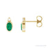 Sapphire Row Lab-Grown Gemstone Accented Bezel Earrings - Emerald, 14K Yellow Gold, 5 x 3 mm