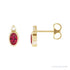 Sapphire Row Lab-Grown Gemstone Accented Bezel Earrings - Ruby, 14K Yellow Gold, 5 x 3 mm