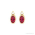 Sapphire Row Lab-Grown Gemstone Accented Bezel Earrings - Ruby, 14K Yellow Gold, 5 x 3 mm (view 2)