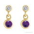 Sapphire Row Natural Gemstone Two-Stone Bezel Earrings - Amethyst, 14K Yellow Gold (view 2)