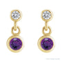 Sapphire Row Natural Gemstone Two-Stone Bezel Earrings - Amethyst, 14K Yellow Gold (view 2)