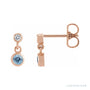 Sapphire Row Natural Gemstone Two-Stone Bezel Earrings - Aquamarine, 14K Rose Gold