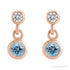 Sapphire Row Natural Gemstone Two-Stone Bezel Earrings - Aquamarine, 14K Rose Gold (view 2)