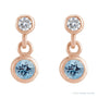 Sapphire Row Natural Gemstone Two-Stone Bezel Earrings - Aquamarine, 14K Rose Gold (view 2)