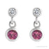 Sapphire Row Natural Gemstone Two-Stone Bezel Earrings - Pink Tourmaline, Platinum (view 2)