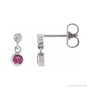 Sapphire Row Natural Gemstone Two-Stone Bezel Earrings - Pink Tourmaline, 14K White Gold