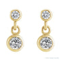 Sapphire Row Natural Gemstone Two-Stone Bezel Earrings - White Sapphire, 14K Yellow Gold (view 2)