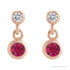 Sapphire Row Natural Gemstone Two-Stone Bezel Earrings - Ruby, 14K Rose Gold (view 2)