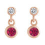 Sapphire Row Natural Gemstone Two-Stone Bezel Earrings - Ruby, 14K Rose Gold (view 2)