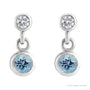 Sapphire Row Natural Gemstone Two-Stone Bezel Earrings - Aquamarine, 14K White Gold (view 2)