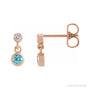 Sapphire Row Natural Gemstone Two-Stone Bezel Earrings - Blue Zircon, 14K Rose Gold
