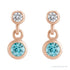 Sapphire Row Natural Gemstone Two-Stone Bezel Earrings - Blue Zircon, 14K Rose Gold (view 2)